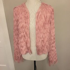 Long Sleeve Blush Pink Fringe Jacket